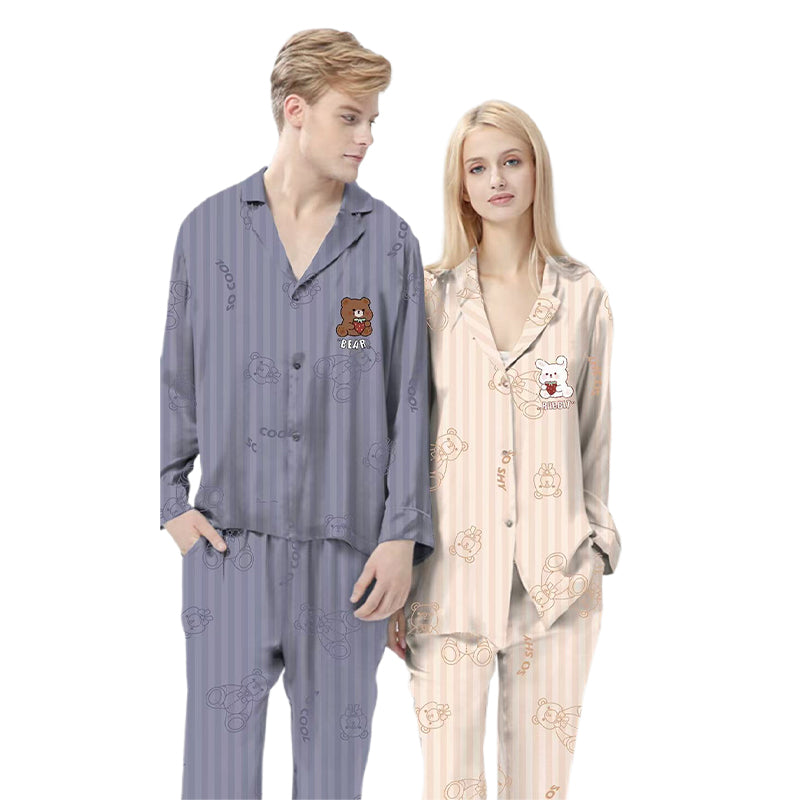 senji Ice Snow Silk Pajama Set: Cardigan-Style Long-Sleeve Top and Pants Homewear(Please consult customer service for pricing)