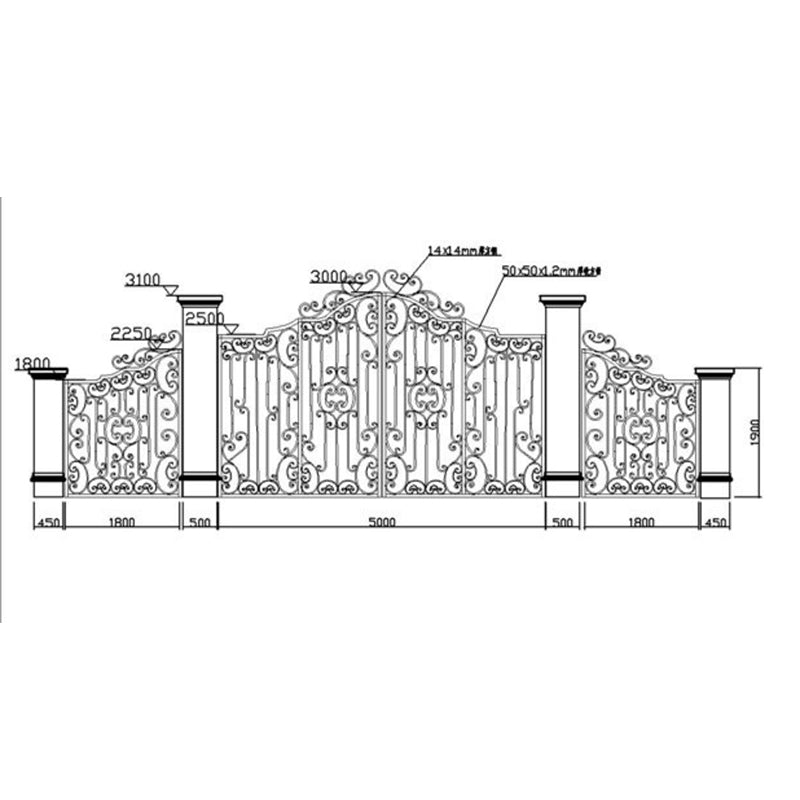 hengze Wrought Iron Courtyard Gates Villa Garden Main Gates Custom Double Doors Rust-Proof Carved Outdoor Home Entry Doors(Please consult customer service for pricing)