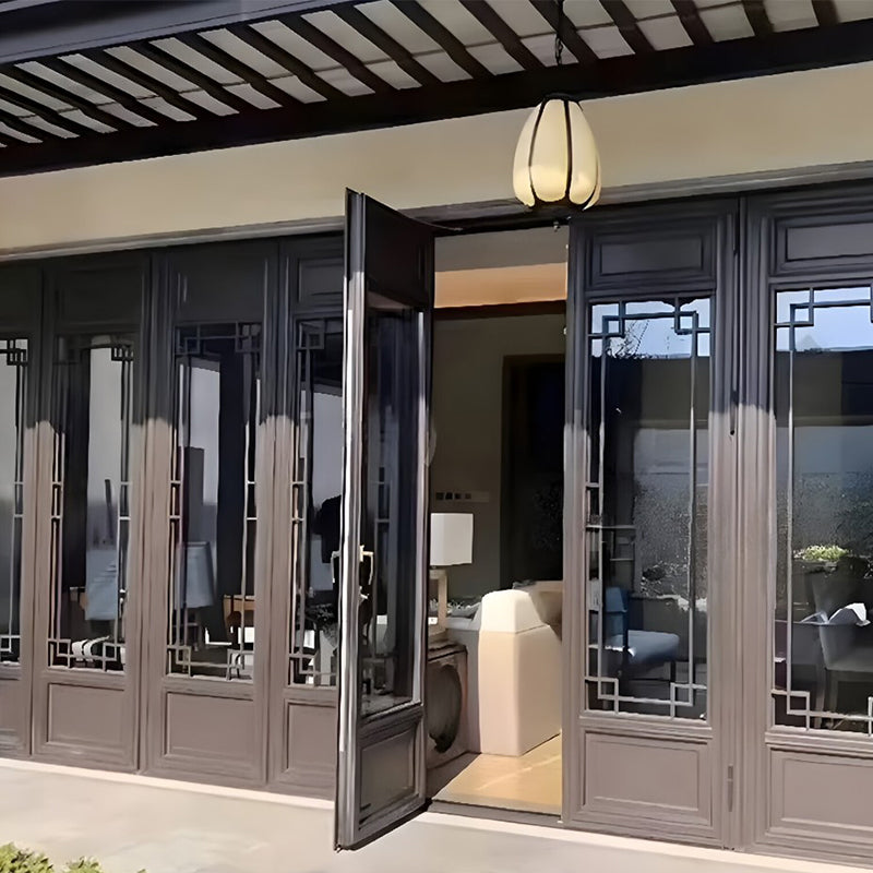 Ruisheng Broken bridge aluminum heat insulation antique casement door(Please consult customer service for pricing) New Chinese Antique Doors and Windows Villa Glass Door