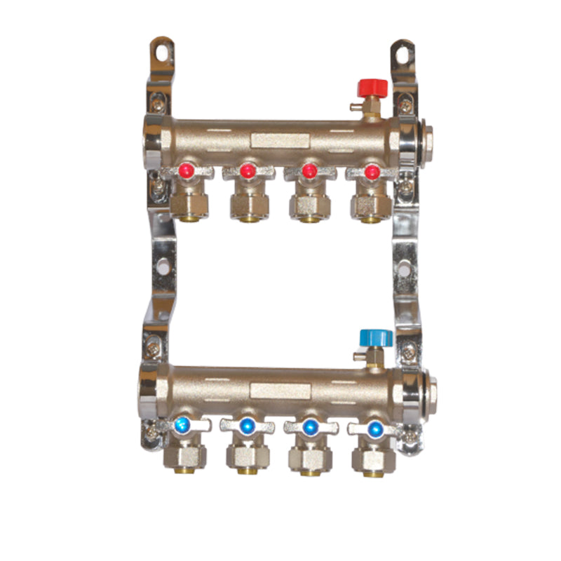 shuangan Ball valve manifold DN25 DN32 Three way single distributor Full copper one piece underfloor heating distributor