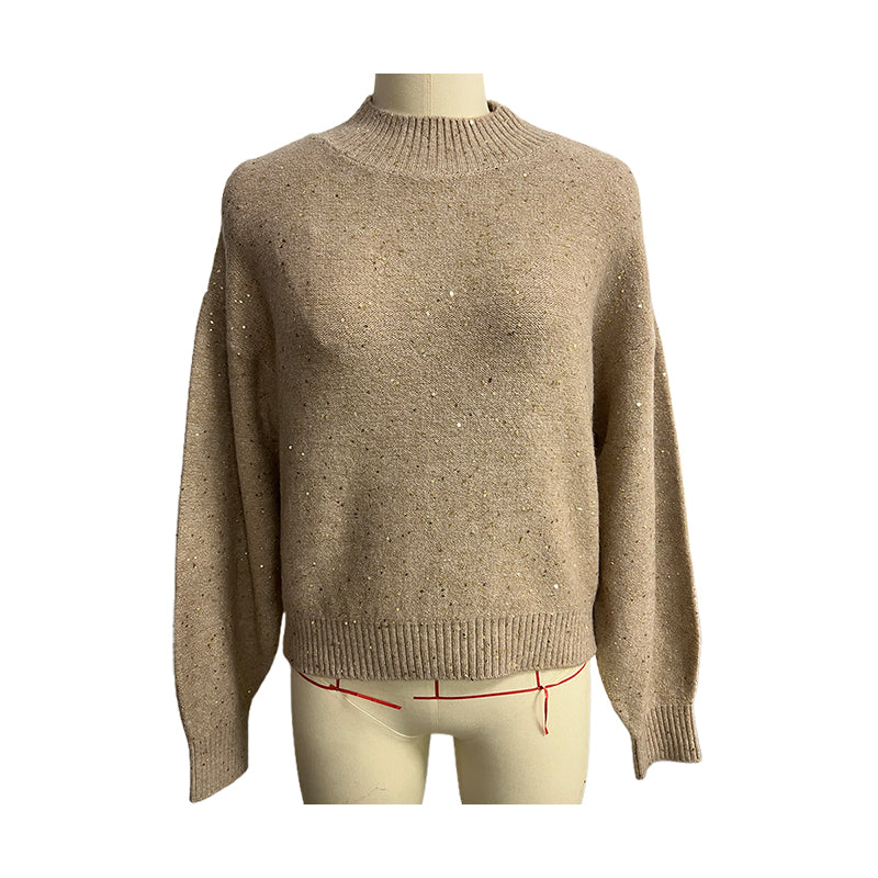 Sanyu Women's Beaded Yarn Round Neck Pullover Round Neck Slimming High-Quality Texture Elegant 1000 Pieces