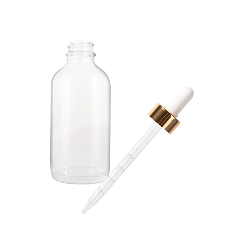 Jinpingguo 4oz - Clear Gold White Dropper (Wave) Glass Spray Bottle 48 pieces per case