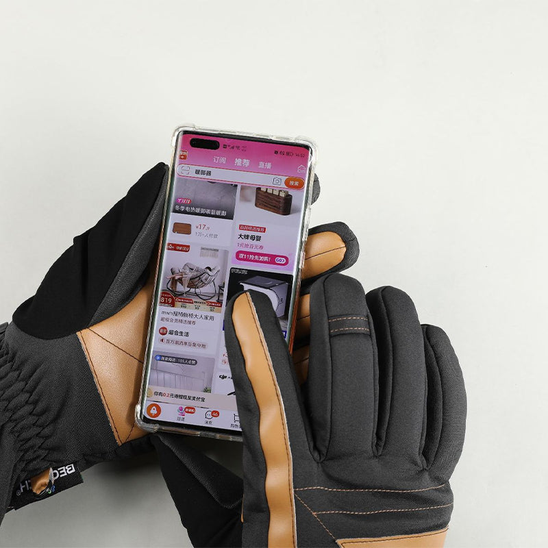 taiqi Yellow and black spliced warm gloves Velvet and thick insulated gloves
