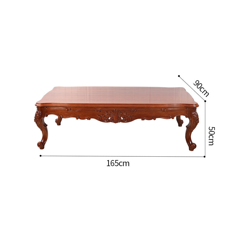 minghao European style log sofa living room sofa three or four people begonia wood sofa toffee sofa L-type
