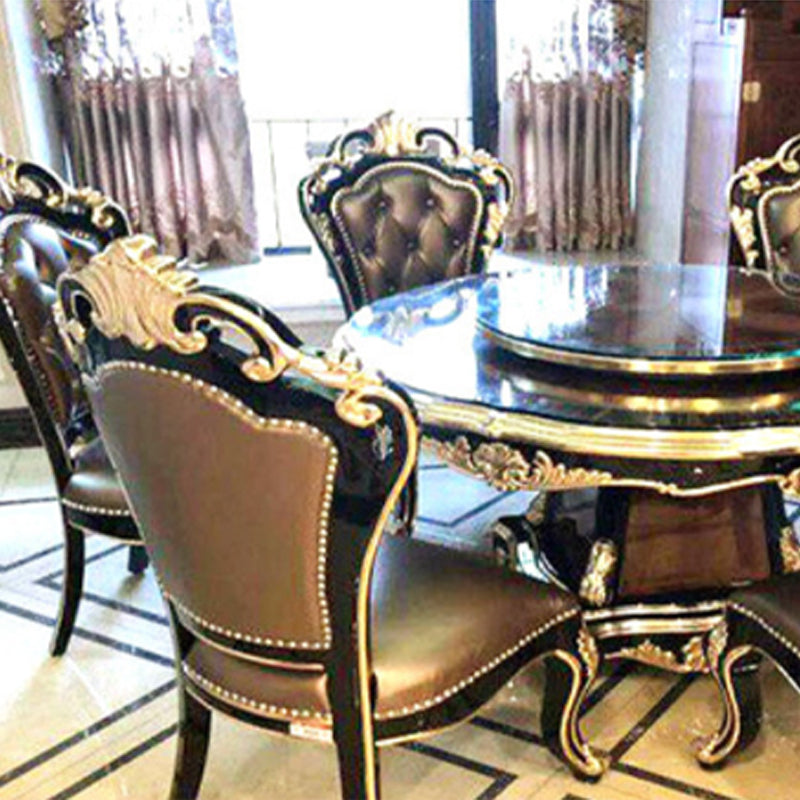 minghao European style dining table and chair combination of solid wood dining chairs marble round table household dining table round table small household(Please consult customer service for pricing)