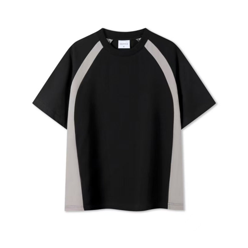 Jier 240G 32 - count double yarn color blocked drop shoulder crew neck T-shirt GJ46-7718, a thin summer style crew neck short sleeved top