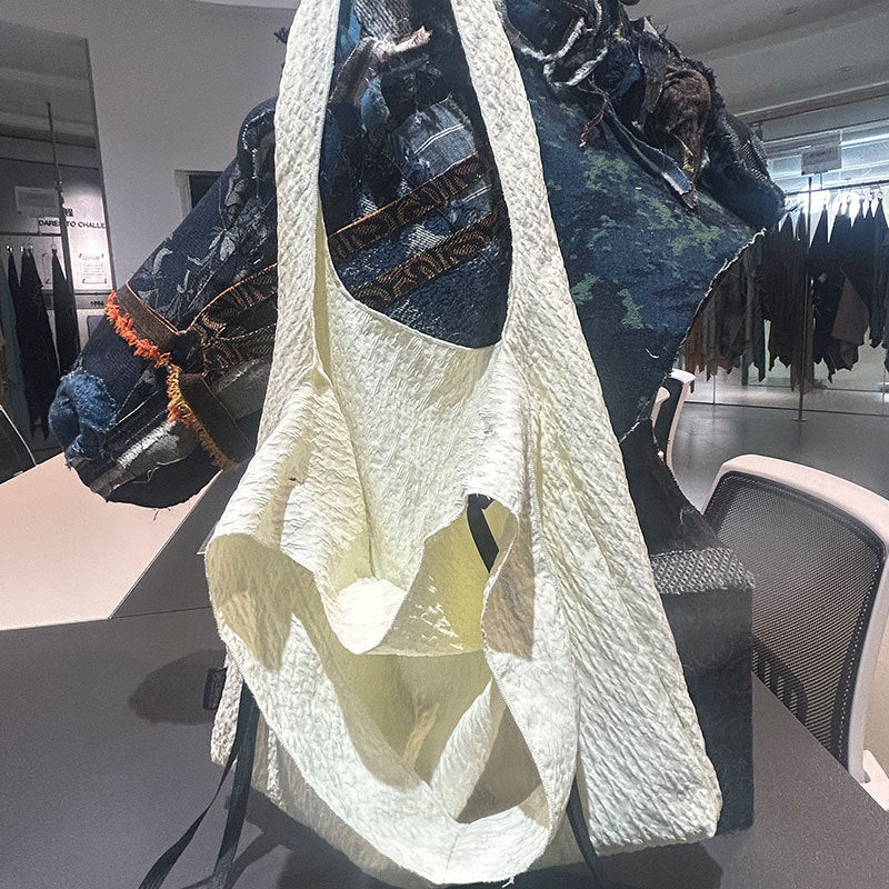 huiming French Pleated Jacquard Canvas Bag Large-Capacity Single-Shoulder Tote Bag Niche Commuting Accessory(Please consult customer service for pricing)