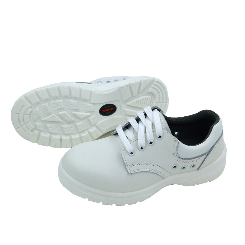 tonghuasheng Anti-static PU white lace-up safety shoes 2008 metal Baotou dust-free laboratory safety shoes