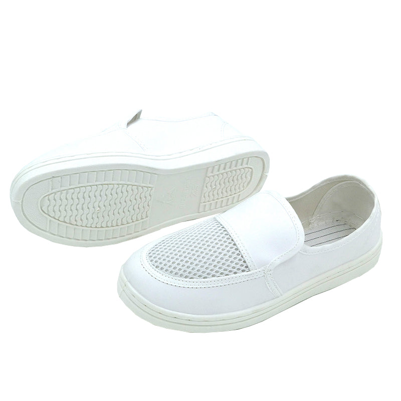 tonghuasheng Anti-static white leather single hole mesh shoes PVC mesh shoes 614 dust-free work shoes