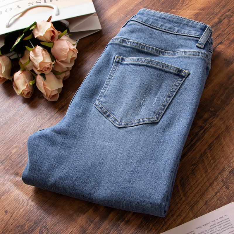 xinya Casual Pants Jeans C2016-5J New Versatile Jeans Straight Leg Jeans Design Sense Jeans