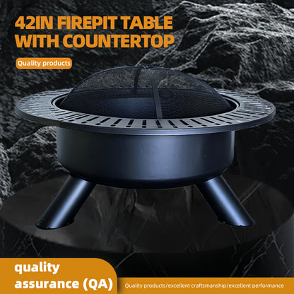 jiansheng 42-inch Fire Pit Table with Tabletop – Ideal for Outdoor Patio Gatherings and Heating(Please consult customer service for pricing)