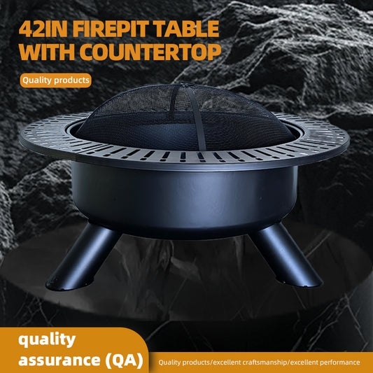 jiansheng 42-inch Fire Pit Table with Tabletop – Ideal for Outdoor Patio Gatherings and Heating(Please consult customer service for pricing)