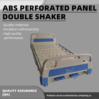huiteng ABS Perforated Panel Dual-Crank Medical Nursing Bed with Guardrails, Height-Adjustable Dual-Crank Hospital Bed 2060*970*500