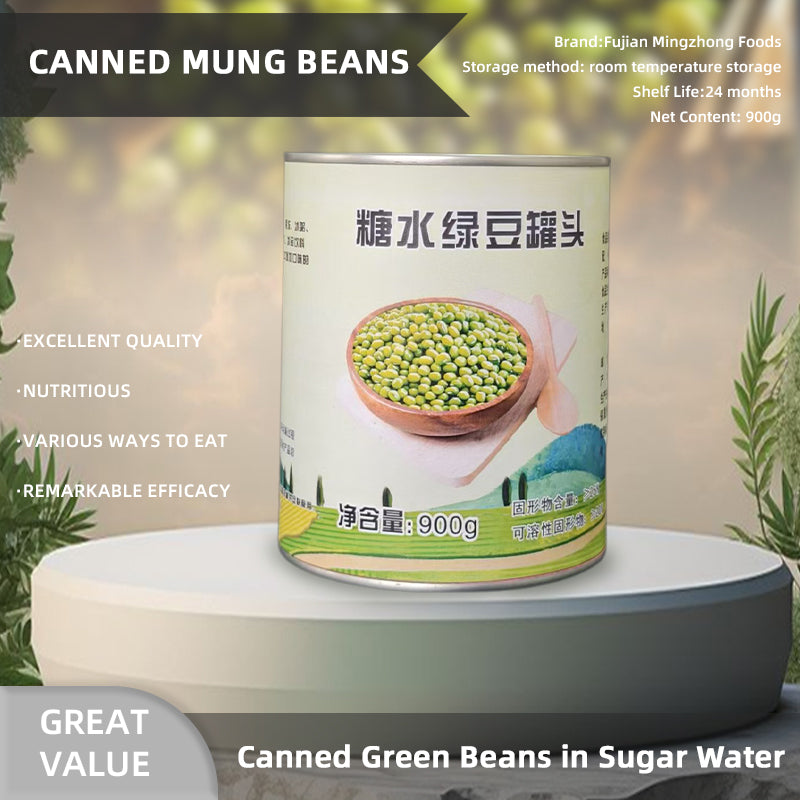 mingzhong Canned sweet mung bean dessert, ready to eat and no cooking needed mung bean paste and mung bean soup 900g*12 cans