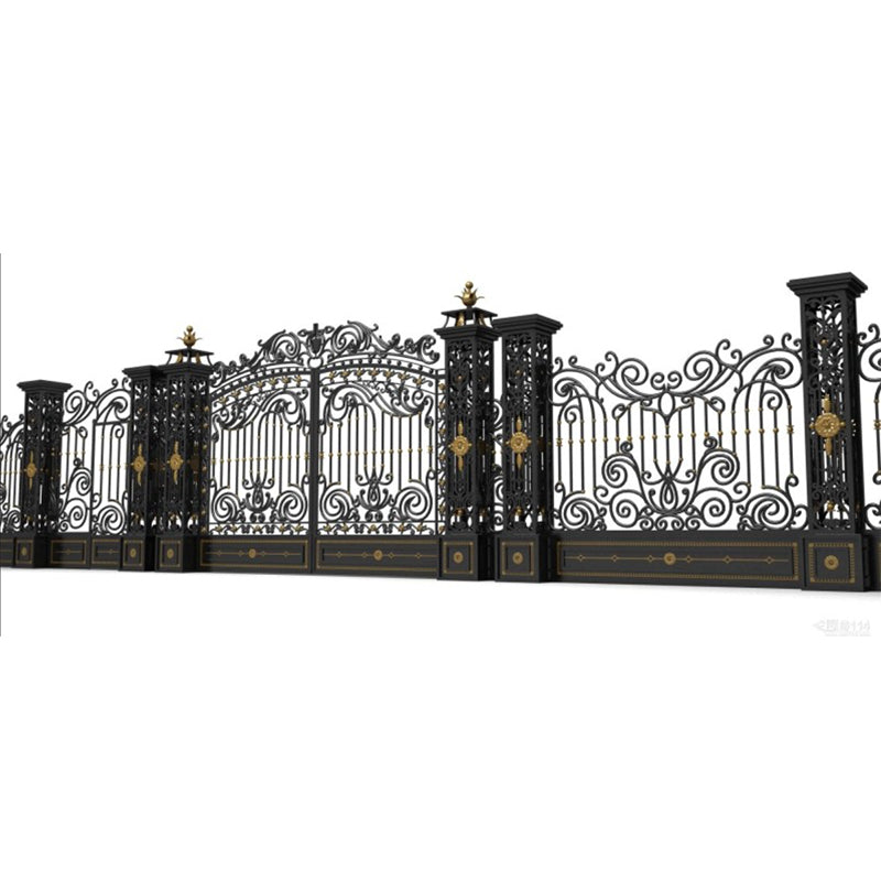 hengze Wrought Iron Courtyard Gates Villa Garden Main Gates Custom Double Doors Rust-Proof Carved Outdoor Home Entry Doors(Please consult customer service for pricing)