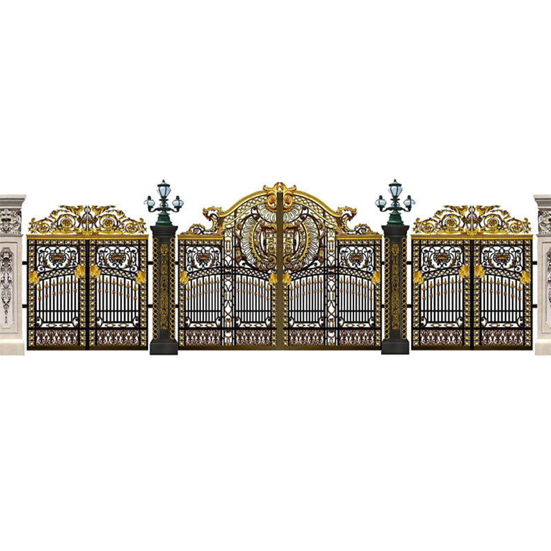 hengze Wrought Iron Courtyard Gates Villa Garden Main Gates Custom Double Doors Rust-Proof Carved Outdoor Home Entry Doors(Please consult customer service for pricing)
