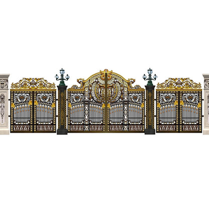 hengze Wrought Iron Courtyard Gates Villa Garden Main Gates Custom Double Doors Rust-Proof Carved Outdoor Home Entry Doors(Please consult customer service for pricing)