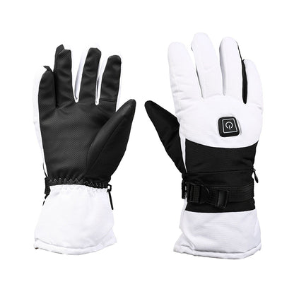 taiqi Black and white women's heated gloves  Charging and heating gloves, keeping warm, lithium battery heating gloves, women's plush gloves
