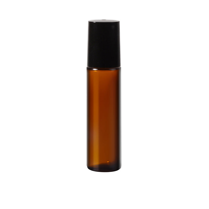 Jinpingguo 10ml - Tea Bottle Black Cap Steel Ball Light-Protected Rollerball Dispenser Bottle Travel Portable  45 pieces per case