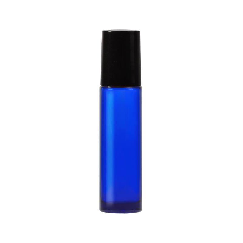 Jinpingguo 10ml - Blue Bottle Black Cap Steel Ball  Light-Protected Rollerball Dispenser Bottle Travel Portable  45 pieces per case