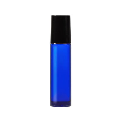 Jinpingguo 10ml - Blue Bottle Black Cap Steel Ball  Light-Protected Rollerball Dispenser Bottle Travel Portable  45 pieces per case