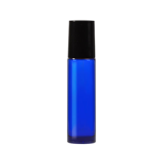 Jinpingguo 10ml - Blue Bottle Black Cap Steel Ball  Light-Protected Rollerball Dispenser Bottle Travel Portable  45 pieces per case