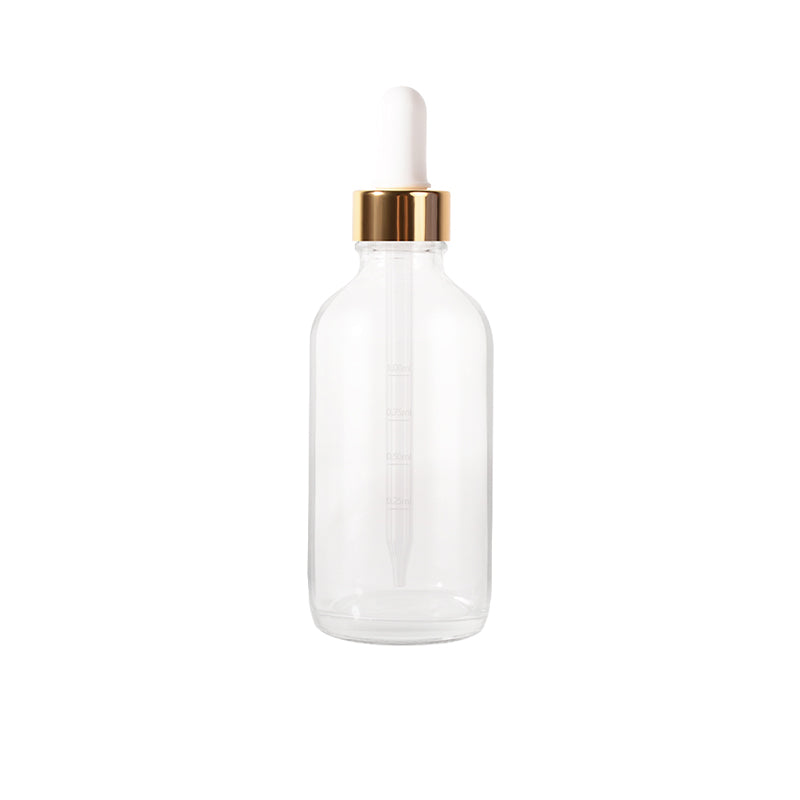 Jinpingguo 4oz - Clear Gold White Dropper (Wave) Glass Spray Bottle 48 pieces per case