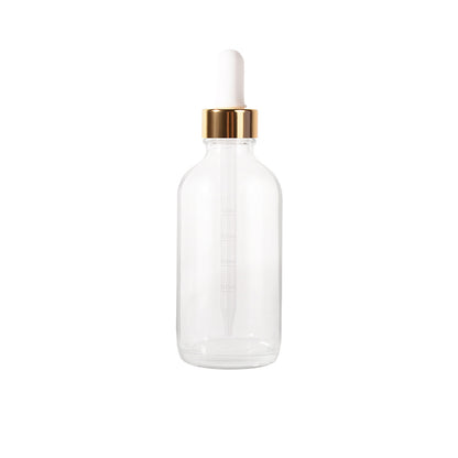 Jinpingguo 4oz - Clear Gold White Dropper (Wave) Glass Spray Bottle 48 pieces per case