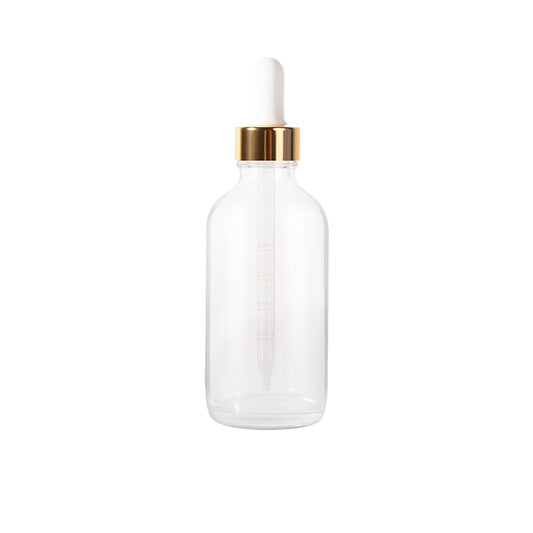 Jinpingguo 4oz - Clear Gold White Dropper (Wave) Glass Spray Bottle 48 pieces per case