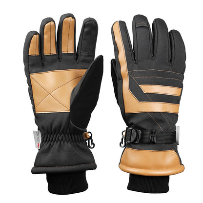 taiqi Yellow and black spliced warm gloves   Velvet and thick insulated gloves