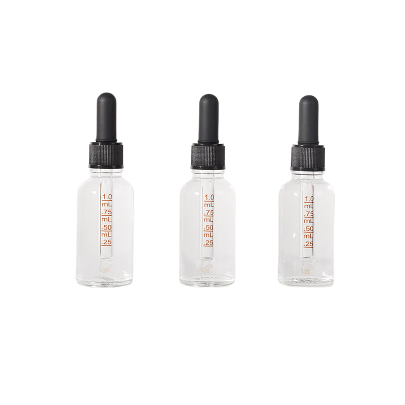 Jinpingguo 1oz Clear Essence Black Black Dropper DIY Essential Oils, Cologne Travel Bottles 24 pieces per case