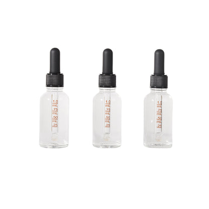 Jinpingguo 1oz Clear Essence Black Black Dropper DIY Essential Oils, Cologne Travel Bottles 24 pieces per case