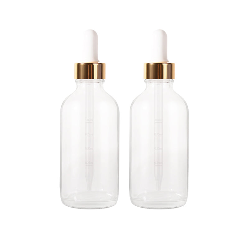 Jinpingguo 4oz - Clear Gold White Dropper (Wave) Glass Spray Bottle 48 pieces per case