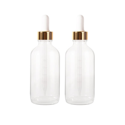 Jinpingguo 4oz - Clear Gold White Dropper (Wave) Glass Spray Bottle 48 pieces per case