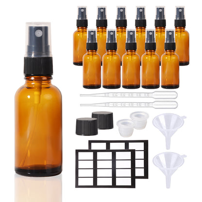 Jinpingguo 1oz Tea Essence Black Spray Glass Spray Bottle Toner Lotion Travel Bottles Jinpingguo 1oz Clear Essence Black Black Dropper DIY Essential Oils, Cologne Travel Bottles 50 pieces per case