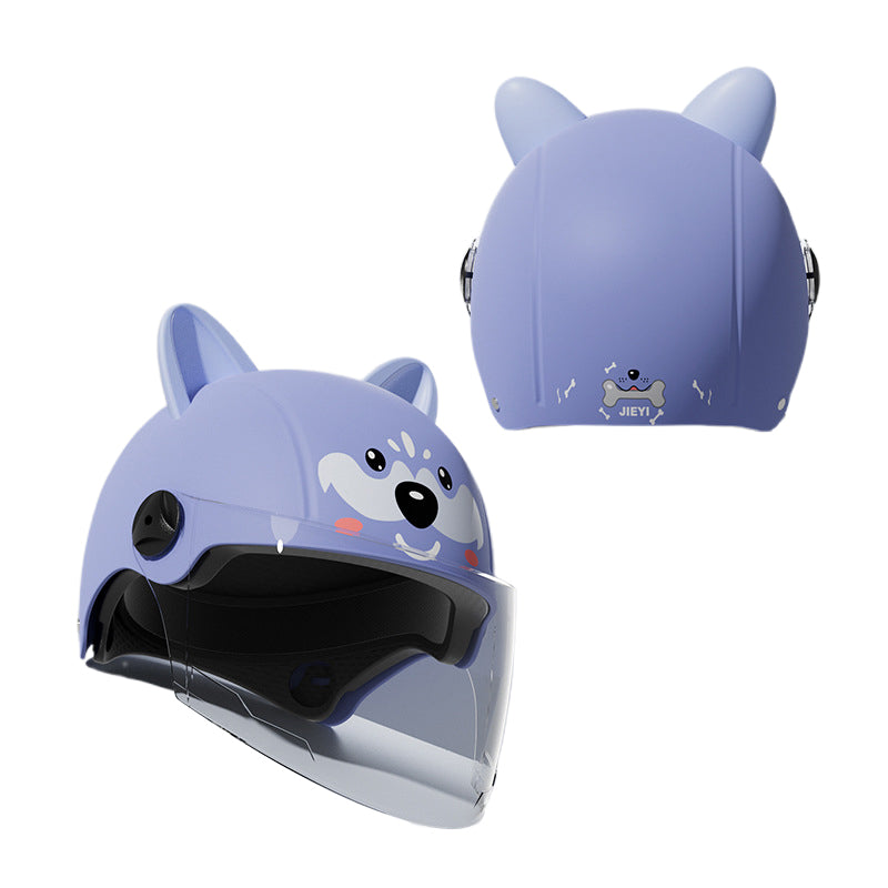 xingguang 3C certification children's helmets boys girls electric car winter warm battery motorcycle helmet child half helmet   High Definition Anti-fog Lens