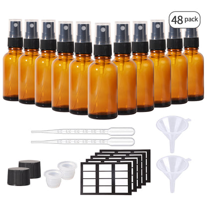 Jinpingguo 1oz Tea Essence Black Spray Glass Spray Bottle Toner Lotion Travel Bottles Jinpingguo 1oz Clear Essence Black Black Dropper DIY Essential Oils, Cologne Travel Bottles 50 pieces per case