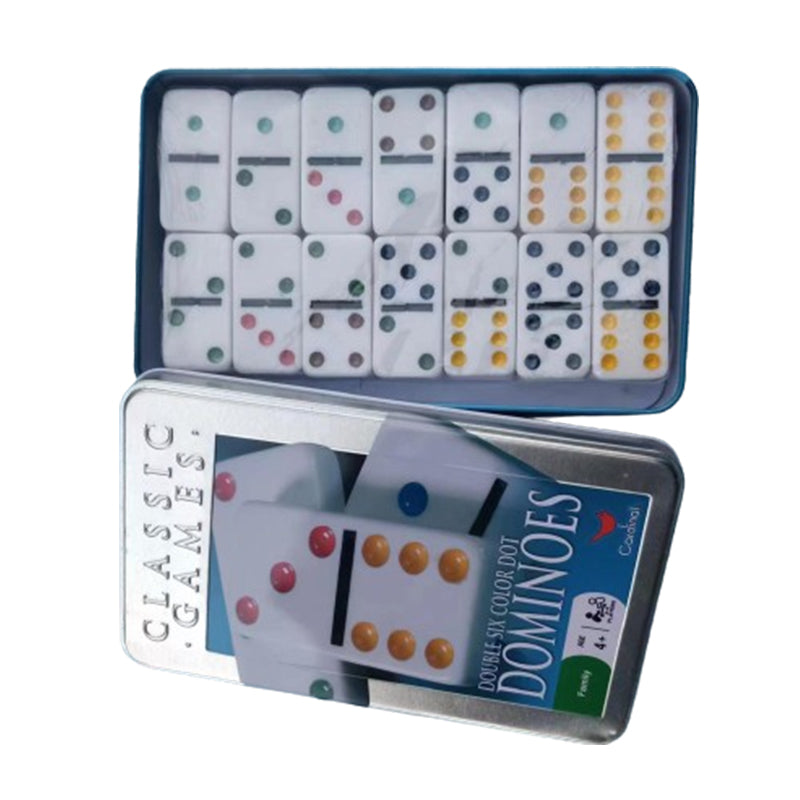 qingyu Customized logo models, colorful dot dominoes in iron box(Please consult customer service for pricing)