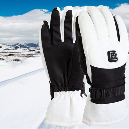 taiqi Black and white women's heated gloves  Charging and heating gloves, keeping warm, lithium battery heating gloves, women's plush gloves