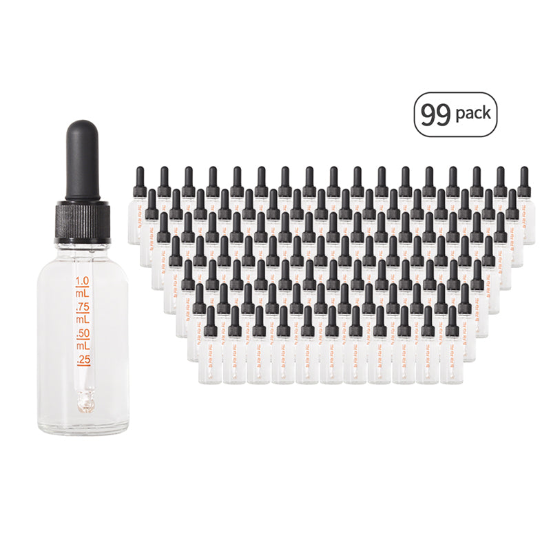 Jinpingguo 1oz Clear Essence Black Black Dropper DIY Essential Oils, Cologne Travel Bottles 24 pieces per case