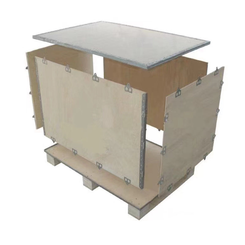 hongye Fumigation-free folded wooden crate with iron tongue for export, logo printing available(Please consult customer service for pricing)  Custom export wooden box logistics packing box