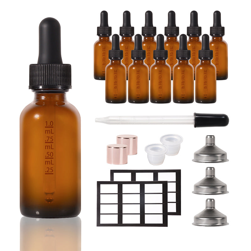 Jinpingguo 1oz - Chabo Black Black Round Seal Essential Oil Dropper Bottle Light-Protected Glass Graduated Bottle 24 pieces per case