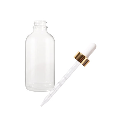 Jinpingguo 4oz - Clear Gold White Dropper (Wave) Glass Spray Bottle 48 pieces per case