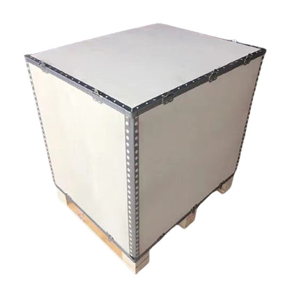 hongye Fumigation-free folded wooden crate with top and bottom iron tongues, logo printing(Please consult customer service for pricing) Custom export wooden box logistics packing box