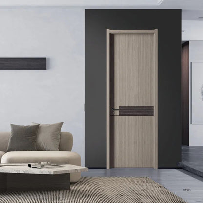 hongfeng Simple zero degree series   Wooden door  Steel and Wood Door Set Door Fashionable Light Luxury Carbon Crystal Wood Door Minimalist Household Door