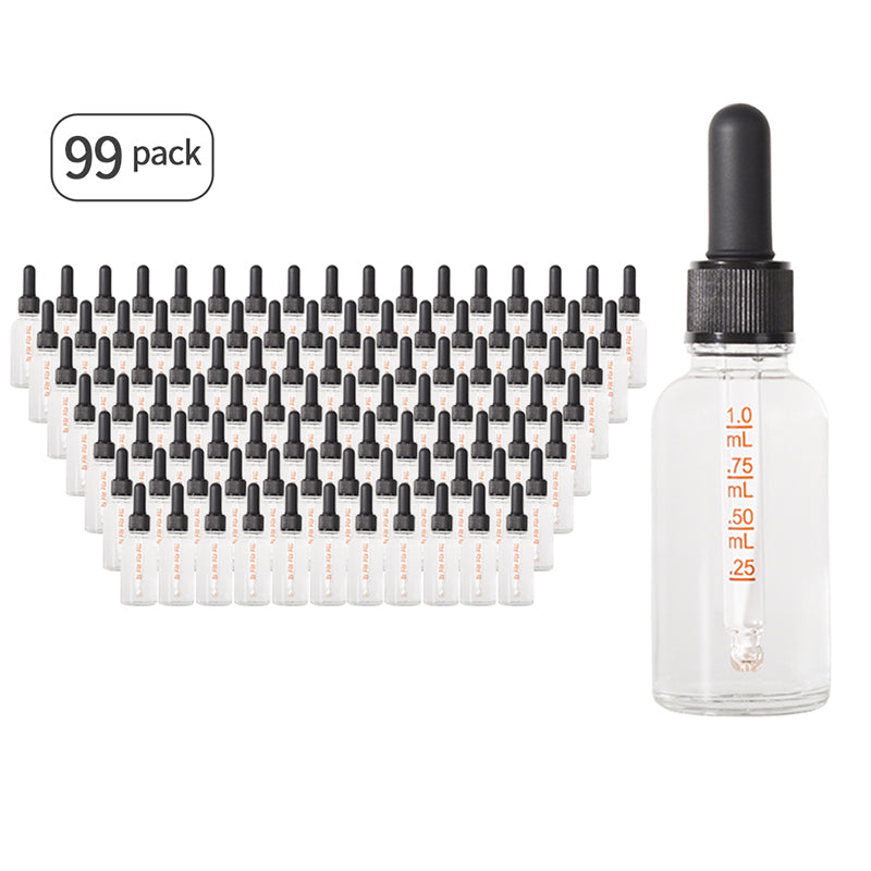 Jinpingguo 1oz Clear Essence Black Black Dropper DIY Essential Oils, Cologne Travel Bottles 24 pieces per case
