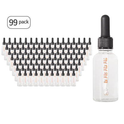 Jinpingguo 1oz Clear Essence Black Black Dropper DIY Essential Oils, Cologne Travel Bottles 24 pieces per case