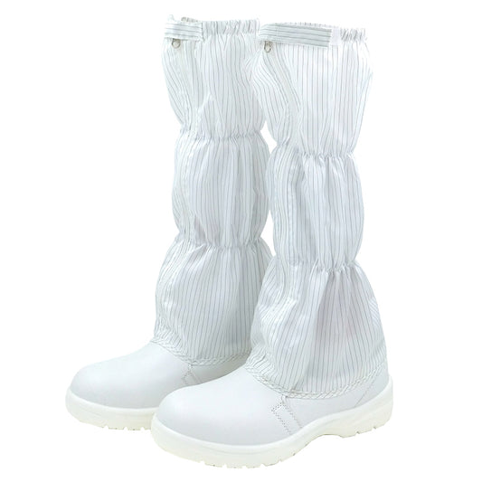 tonghuasheng Anti-static PU safety boots white and blue striped grid 8807 clean steel head anti-smashing dust-free shoes