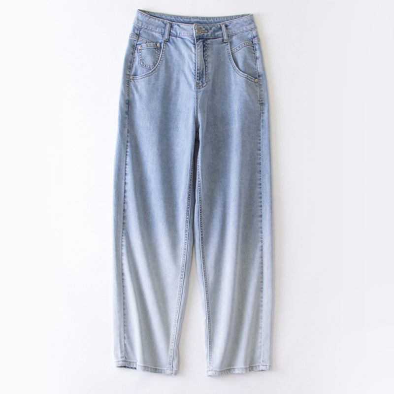 xinya Casual Pants Jeans X016J New Versatile Jeans Gradient Perforated Jeans Design Sense Jeans