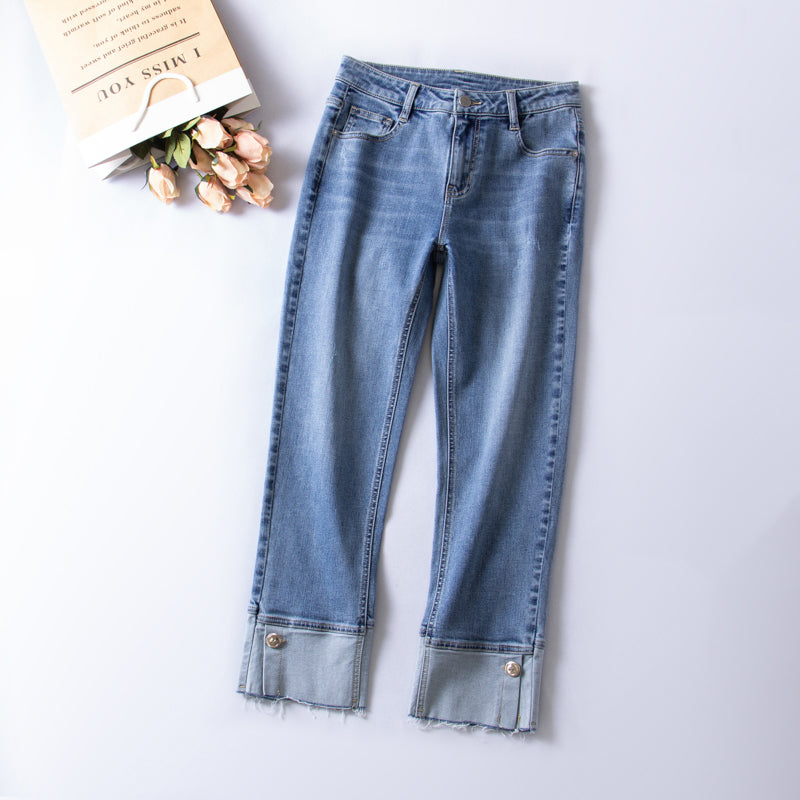xinya Casual Pants Jeans C2016-5J  New Versatile Jeans Straight Leg Jeans Design Sense Jeans